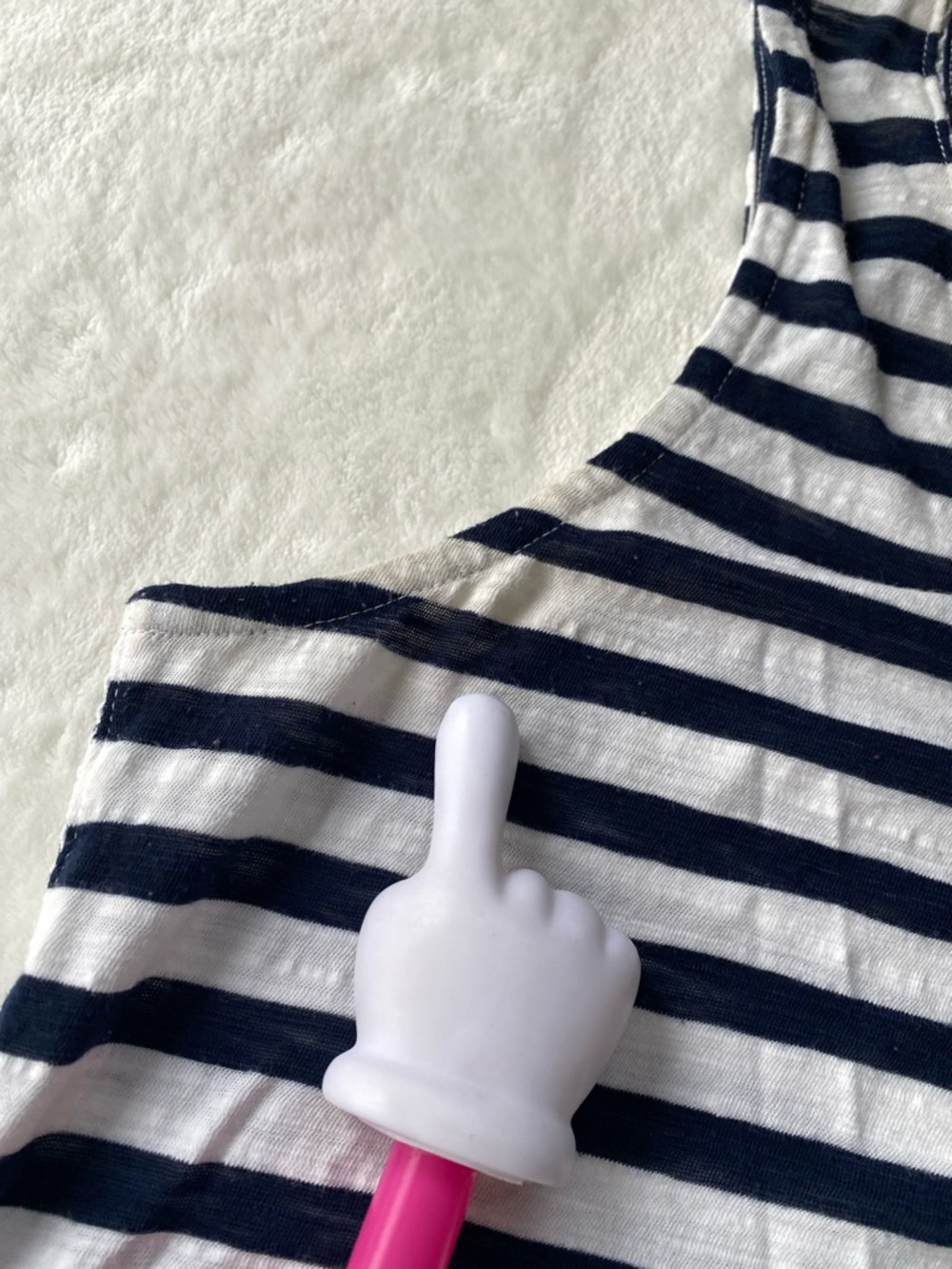 Anthropologie Blue & White Striped Tank Top with Polka Dot Pocket - Size L - Picture 9 of 10